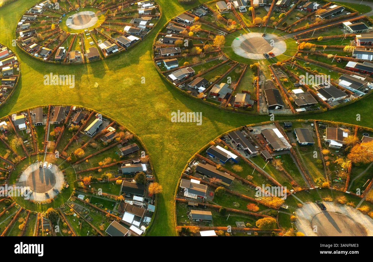 Vue aérienne d'images aériennes à couper le souffle de Brøndby Haveby près de Copenhague, Danemark. Banque D'Images