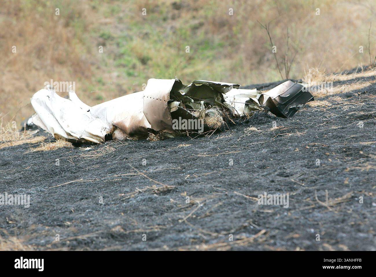 MERCREDI 05 AOÛT 2009, AMERICAN CANYON, CA -..certains des débris de l'accident de petit avion qui s'est produit tôt mercredi matin dans American Canyon. Les autorités signalent un décès, que l'on pense être le pilote. ..J.L. Sousa/Register. (Crédit image : © Napa Valley Register/ZUMApress.com) Banque D'Images