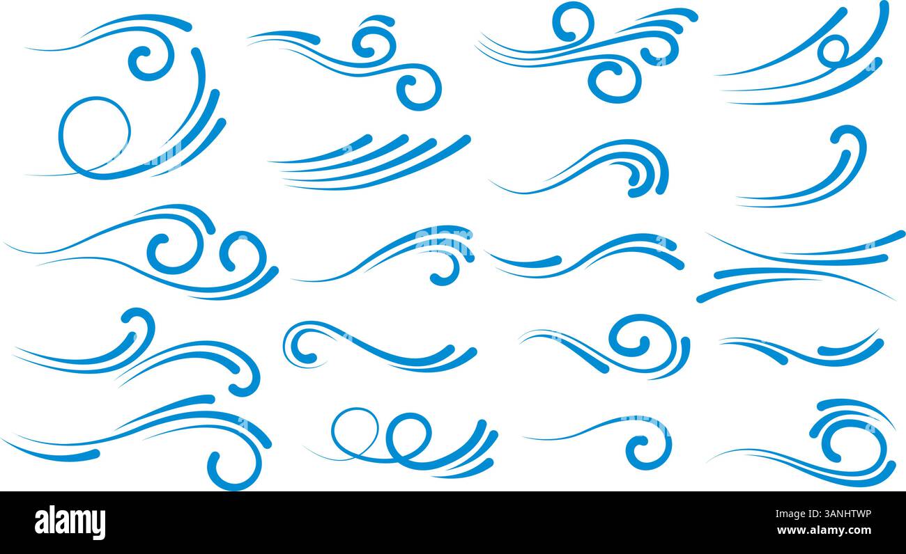 Vagues bleues et éclaboussures d'eau Illustration de Vecteur