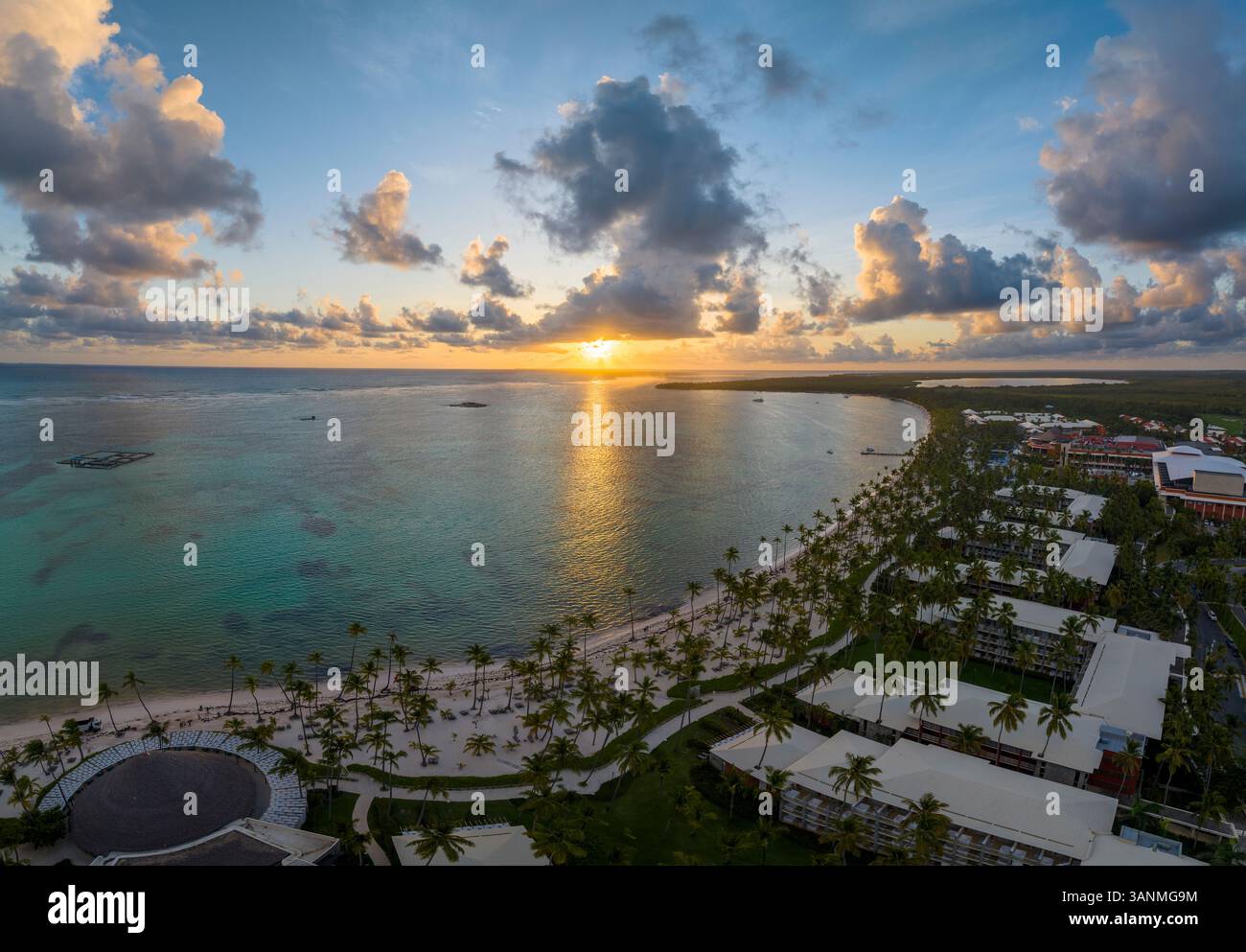 Vue aérienne de Bavaro Beach, Punta Cana, République dominicaine. Banque D'Images