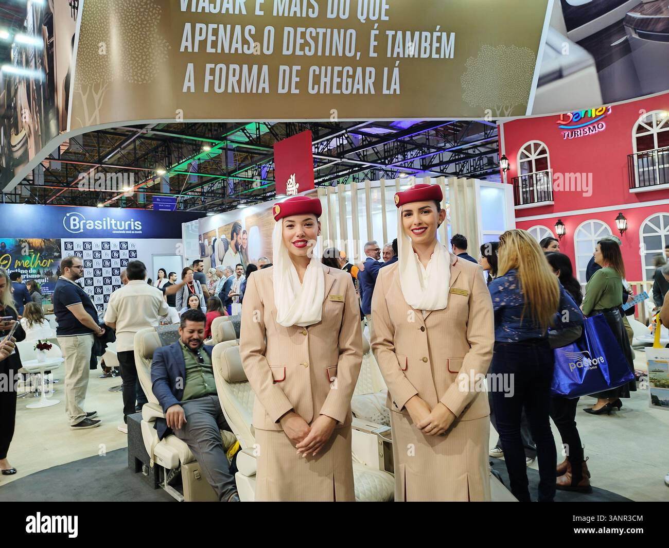 14 avril 2025, Sao Paulo, Sao Paulo, Brésil : Sao Paulo (SP), 04/14/2025 - Economie/Tourisme/Evénements - le salon WTM - World Travel Market Latin America se tiendra à Sao Paulo du 14 au 16 avril et réunira les principaux acteurs du secteur du tourisme, du voyage et de l'hôtellerie. La foire, qui a lieu à Expo Center Norte, rassemble des stands de représentants du tourisme d'états tels que Rio de Janeiro, Bahia, Paraiba, Parana et de plusieurs pays tels que l'Équateur, le Pérou, l'Égypte, Panama, la Colombie, entre autres. (Foto : Leandro Chemalle/Thenews2/Zumapress) (crédit image : © Leandro Chemal Banque D'Images