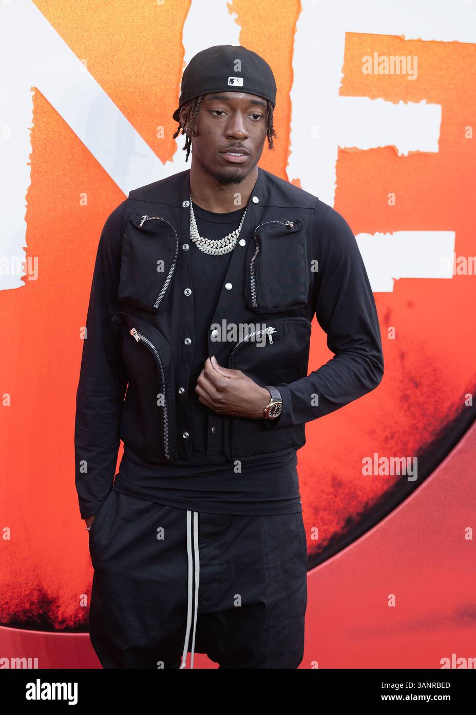 Londres, Royaume-Uni. 14 avril 2025. Noni Madueke participe aux premières arrivées européennes de Sinners au Cineworld, Leicester Square, le 14 avril 2025 à Londres, Angleterre, Royaume-Uni. Crédit : S.A. / Alamy Live News Banque D'Images