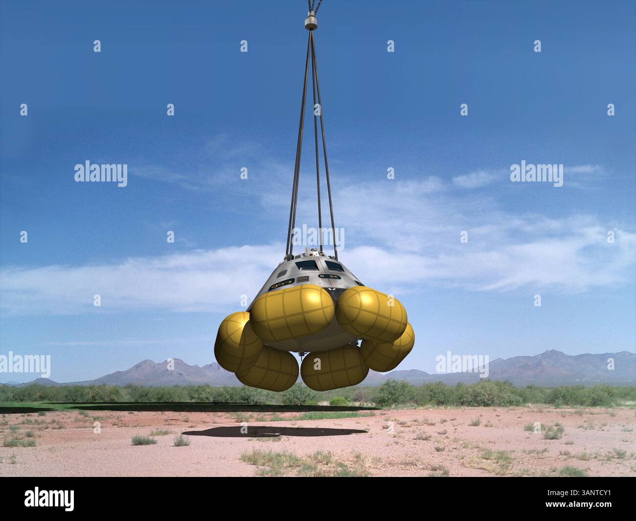 14 juin 2011 - Dryden, Californie, États-Unis - impression des artistes du véhicule polyvalent avec train d'atterrissage. La NASA a trouvé le vaisseau spatial idéal pour emmener les astronautes loin de la Terre - celui sur lequel ils travaillent depuis plusieurs années et sur lequel ils ont dépensé 5 milliards de dollars. Il a été annoncé que le véhicule d'équipage polyvalent (ou MPCV) sera son véhicule d'exploration spatiale incontournable pour les missions au-delà de l'orbite terrestre basse. Les destinations possibles incluent les astéroïdes à proximité et éventuellement mars. Si cela semble un peu familier, c'est parce que le MPCV sera basé sur le vaisseau spatial Orion qui a été développé Banque D'Images