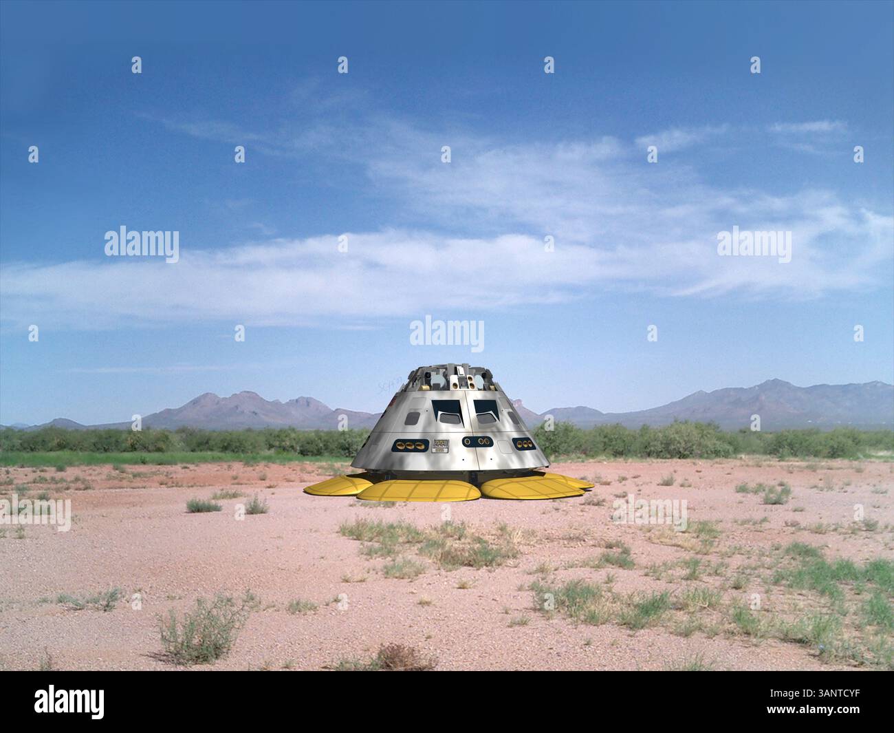 14 juin 2011 - Dryden, Californie, États-Unis - impression des artistes du véhicule polyvalent avec train d'atterrissage. La NASA a trouvé le vaisseau spatial idéal pour emmener les astronautes loin de la Terre - celui sur lequel ils travaillent depuis plusieurs années et sur lequel ils ont dépensé 5 milliards de dollars. Il a été annoncé que le véhicule d'équipage polyvalent (ou MPCV) sera son véhicule d'exploration spatiale incontournable pour les missions au-delà de l'orbite terrestre basse. Les destinations possibles incluent les astéroïdes à proximité et éventuellement mars. Si cela semble un peu familier, c'est parce que le MPCV sera basé sur le vaisseau spatial Orion qui a été développé Banque D'Images