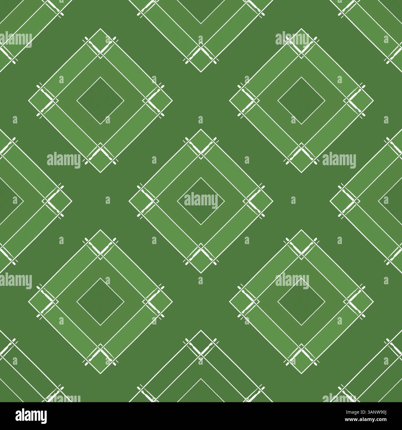 Motif abstrait de carrés géométriques sans couture sur fond vert pour l'emballage de conception de surface de décoration de la maison de bannières de tissu Banque D'Images
