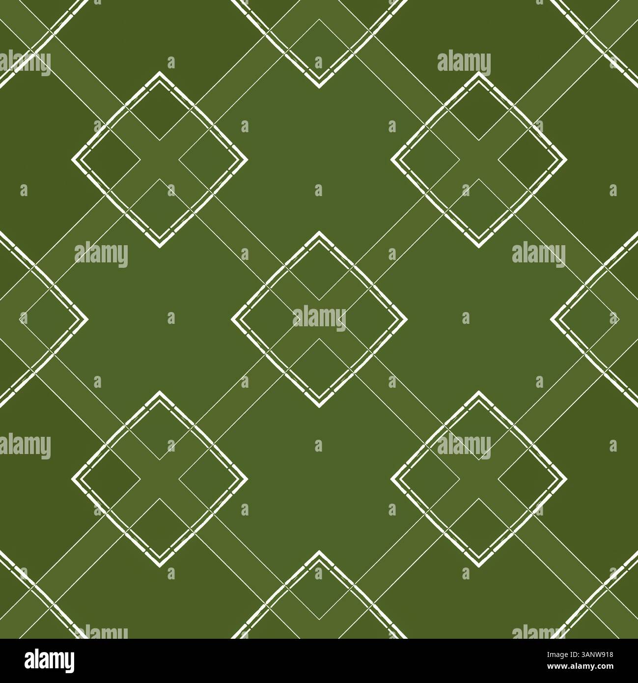 Motif abstrait de carrés géométriques sans couture sur fond vert pour l'emballage de conception de surface de décoration de la maison de bannières de tissu Banque D'Images