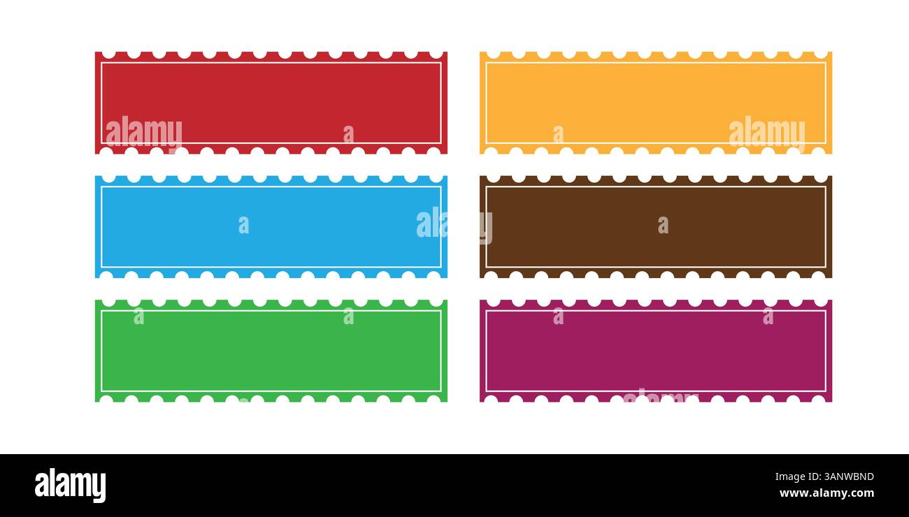 Coloris Fabric Swatch – échantillons textiles vibrants avec blocs géométriques et bords de timbres-poste Illustration de Vecteur