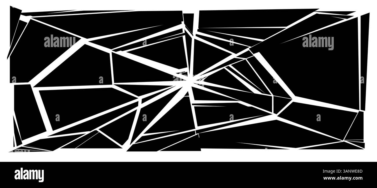 Verre brisé bg fissures radiales éclats silhouette, quadrillage quadrillé pourriture texture grunge, illustration vectorielle Illustration de Vecteur