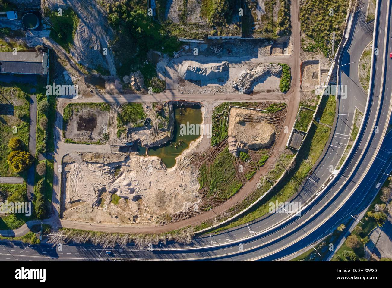 Vue aérienne de la zone industrielle de Lisbonne, Portugal. Banque D'Images