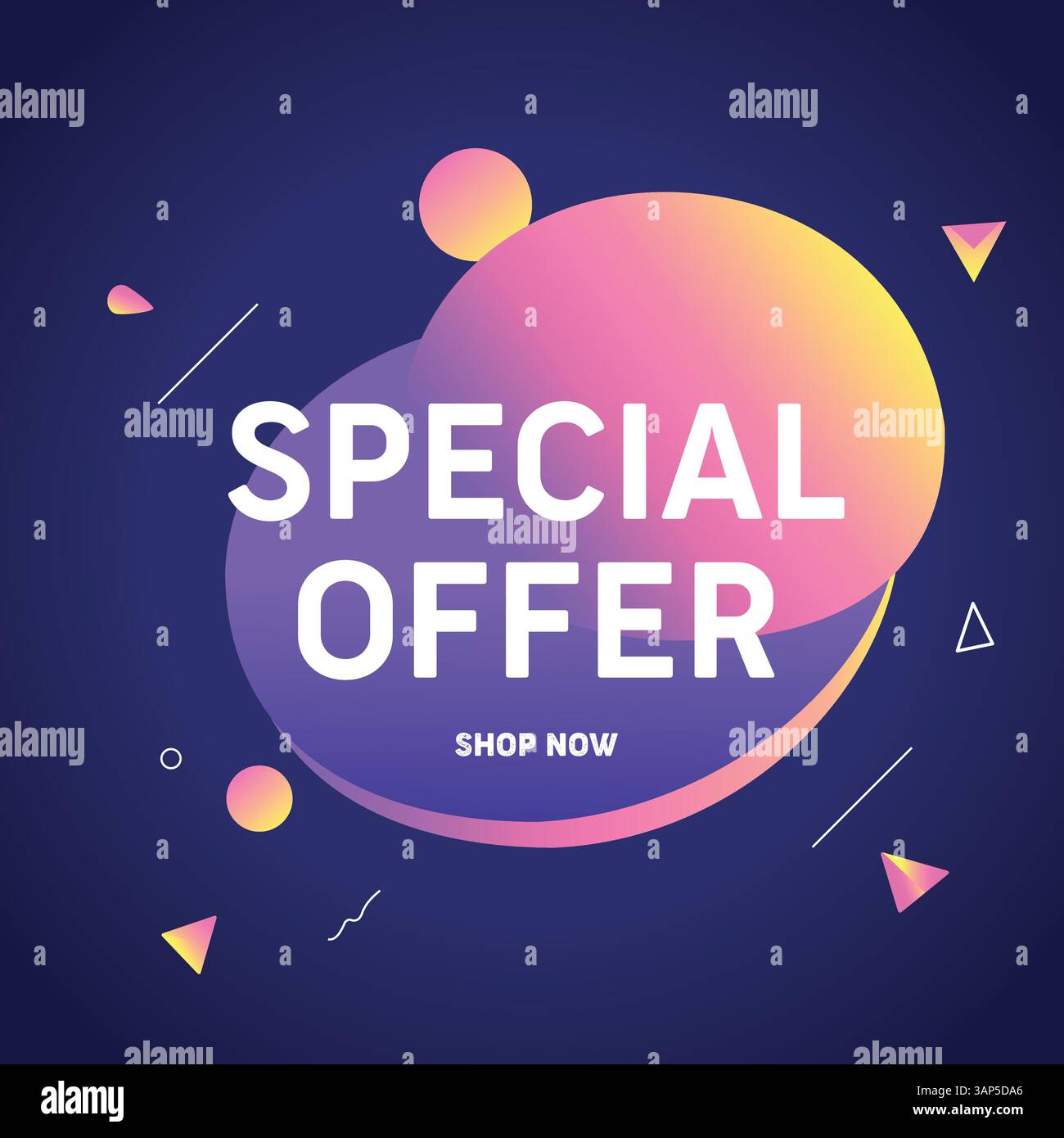 Bannière d'offre spéciale géométrique moderne avec dégradés vibrants et formes géométriques Illustration de Vecteur