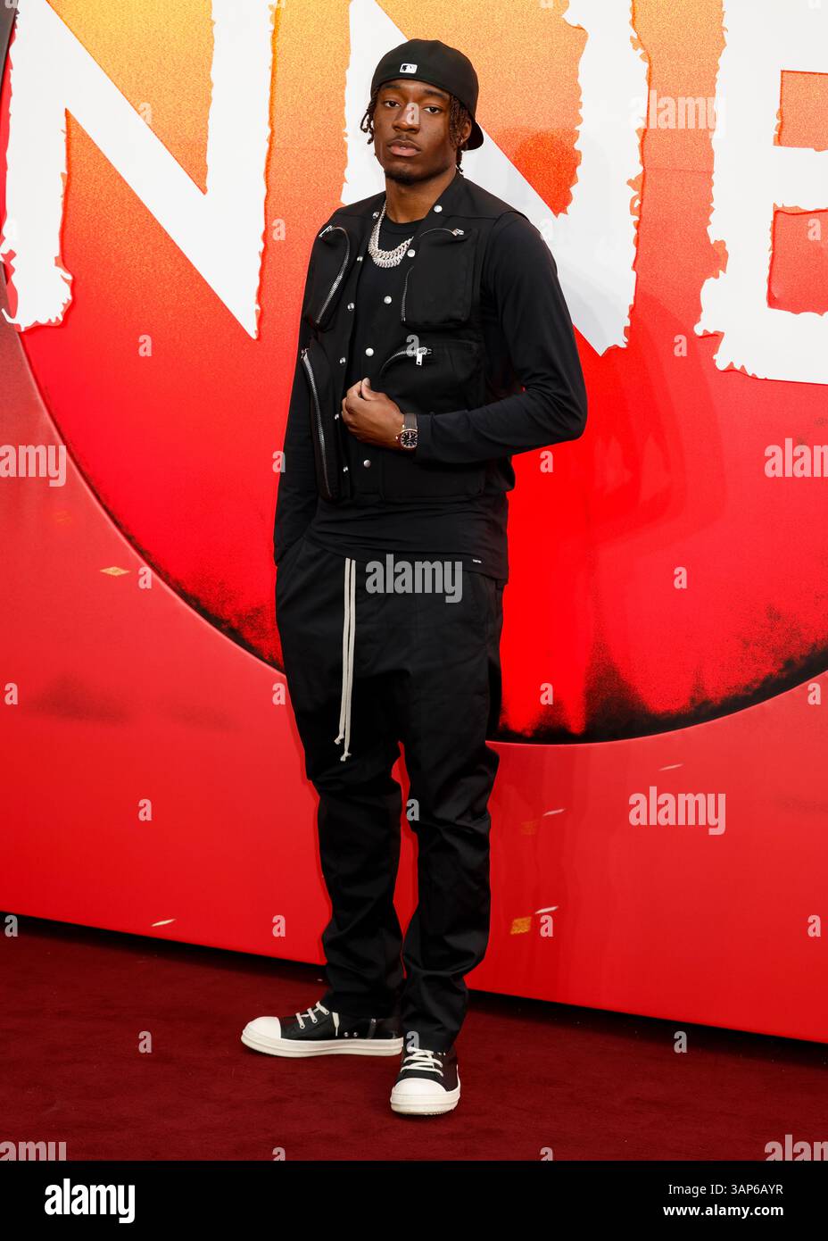 Londres, Royaume-Uni. 14 avril 2025. Noni Madueke assiste à la première européenne de Sinners au Cineworld de Leicester Square, à Londres. Crédit : SOPA images Limited/Alamy Live News Banque D'Images