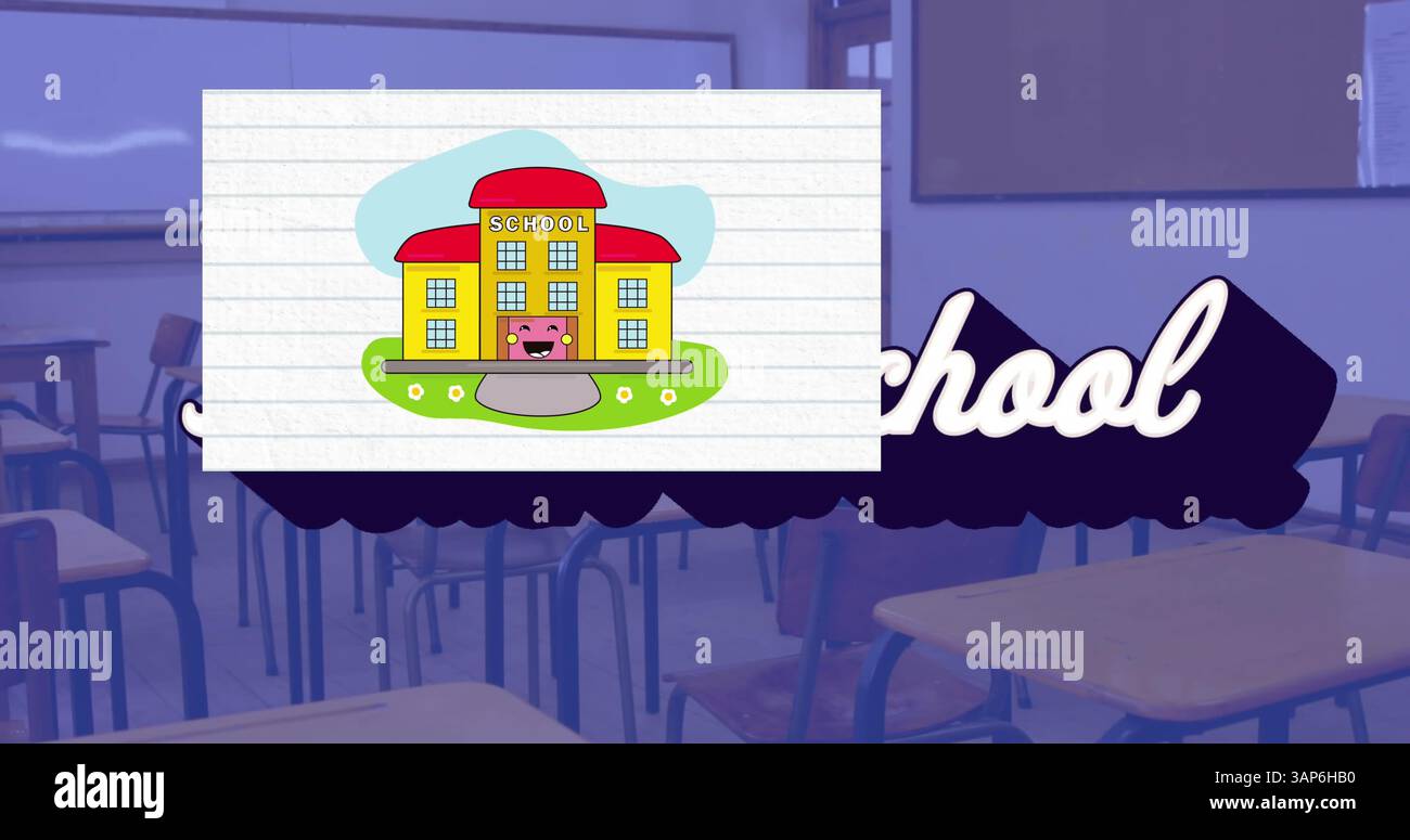 Image d'un texte de rentrée scolaire au-dessus de la classe Banque D'Images