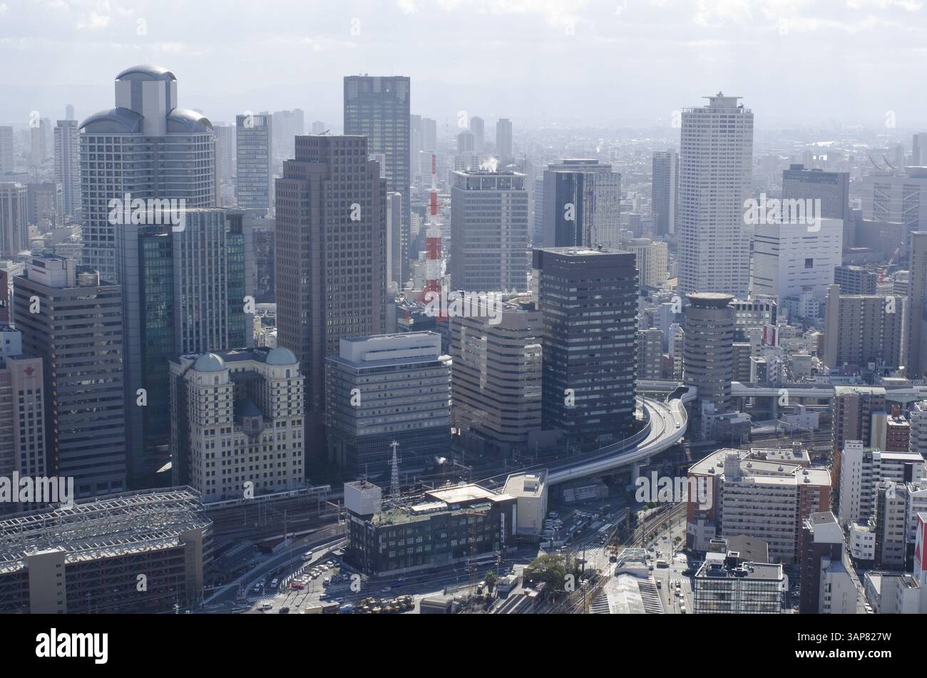 Vue panoramique de la ville d'Osaka depuis Umeda Sky Building, Osaka, Japon, Asie Banque D'Images