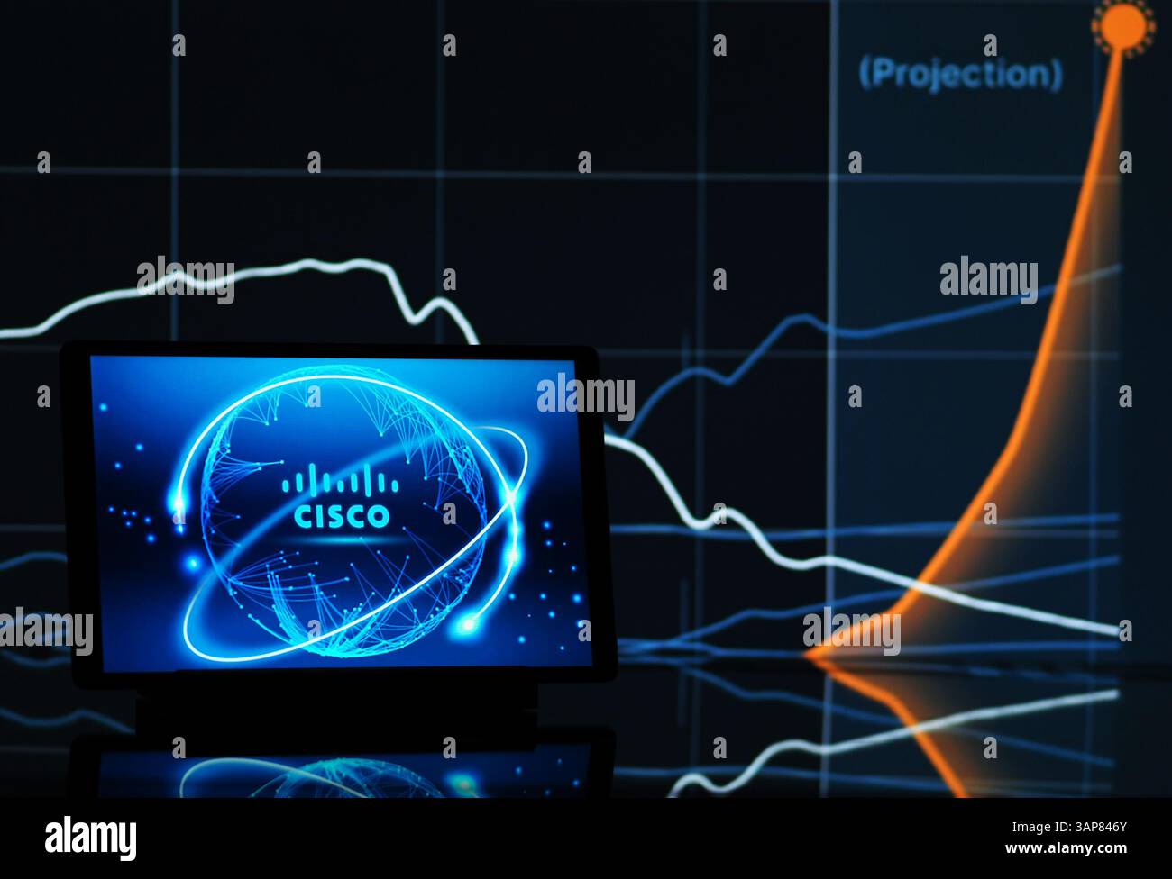 Allemagne. 15 avril 2025. Dans cette illustration photo, le logo Cisco Systems, Inc est affiché sur un moniteur. (Photo de Igor Golovniov/SOPA images/SIPA USA) *** strictement à des fins éditoriales *** crédit : SIPA USA/Alamy Live News Banque D'Images