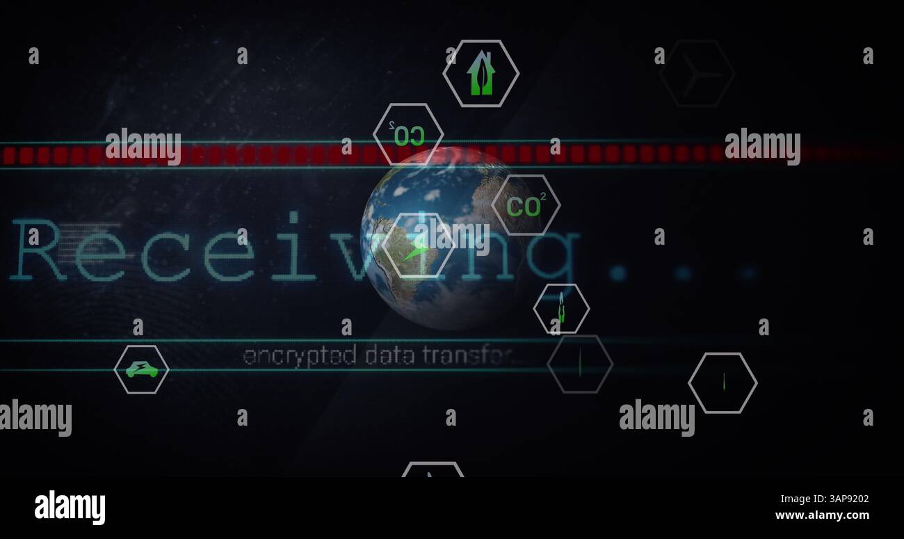 Image d'un réseau d'icônes de l'écologie et de l'énergie verte dans le monde entier Banque D'Images