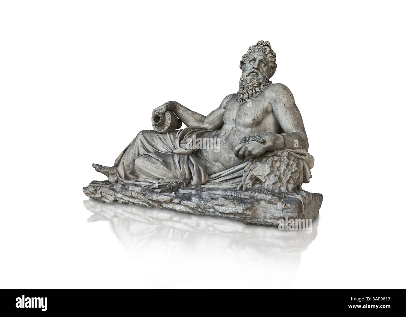 Statue romaine du Dieu de la rivière Arno, représentant dans une pose couchée traditionnelle. Datant de l'époque d'Hadrien, inspiré par un original grec antérieur. Banque D'Images