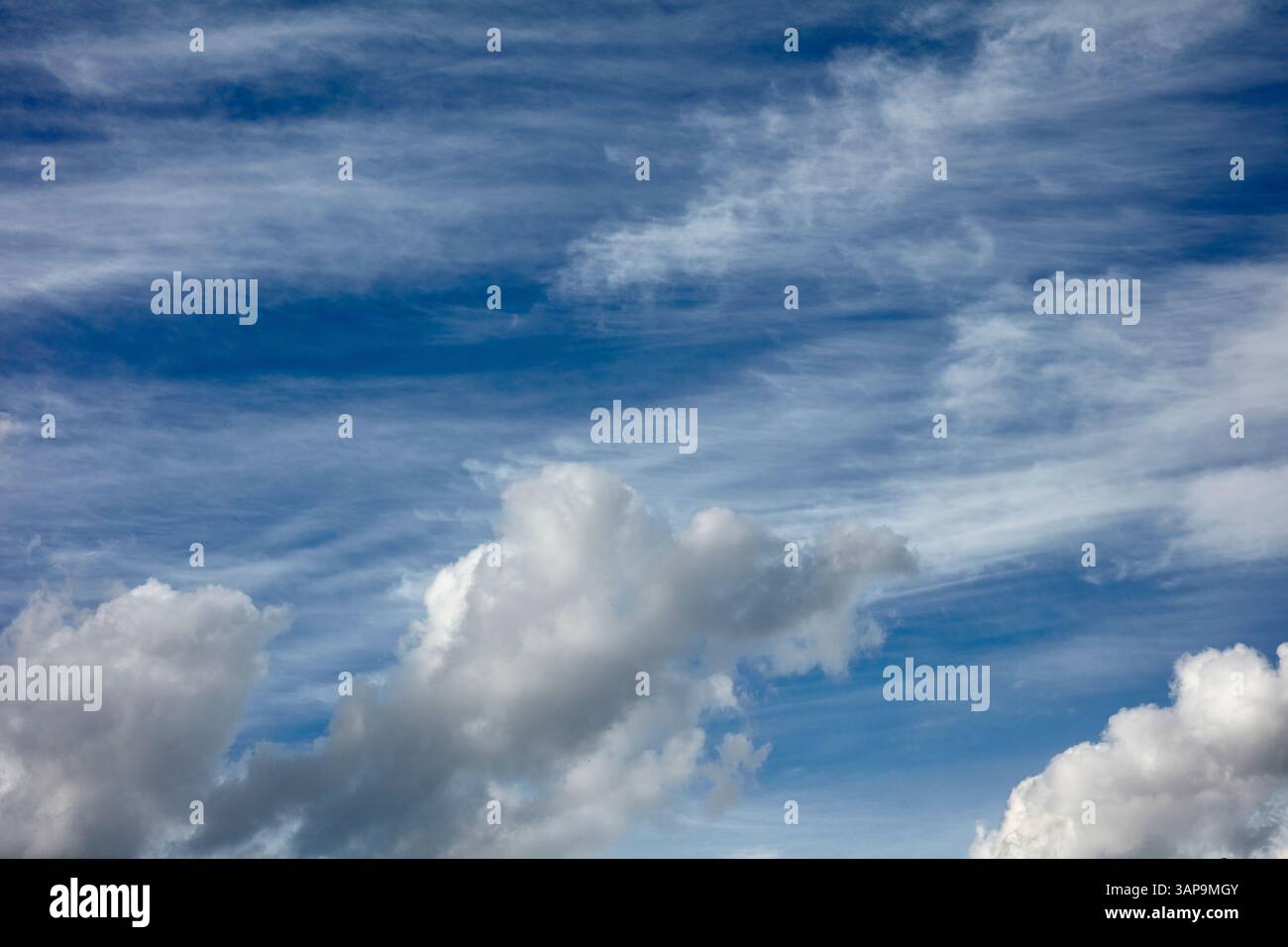 Un plan plein air d'un ciel bleu partiellement nuageux. Bruxelles. Banque D'Images
