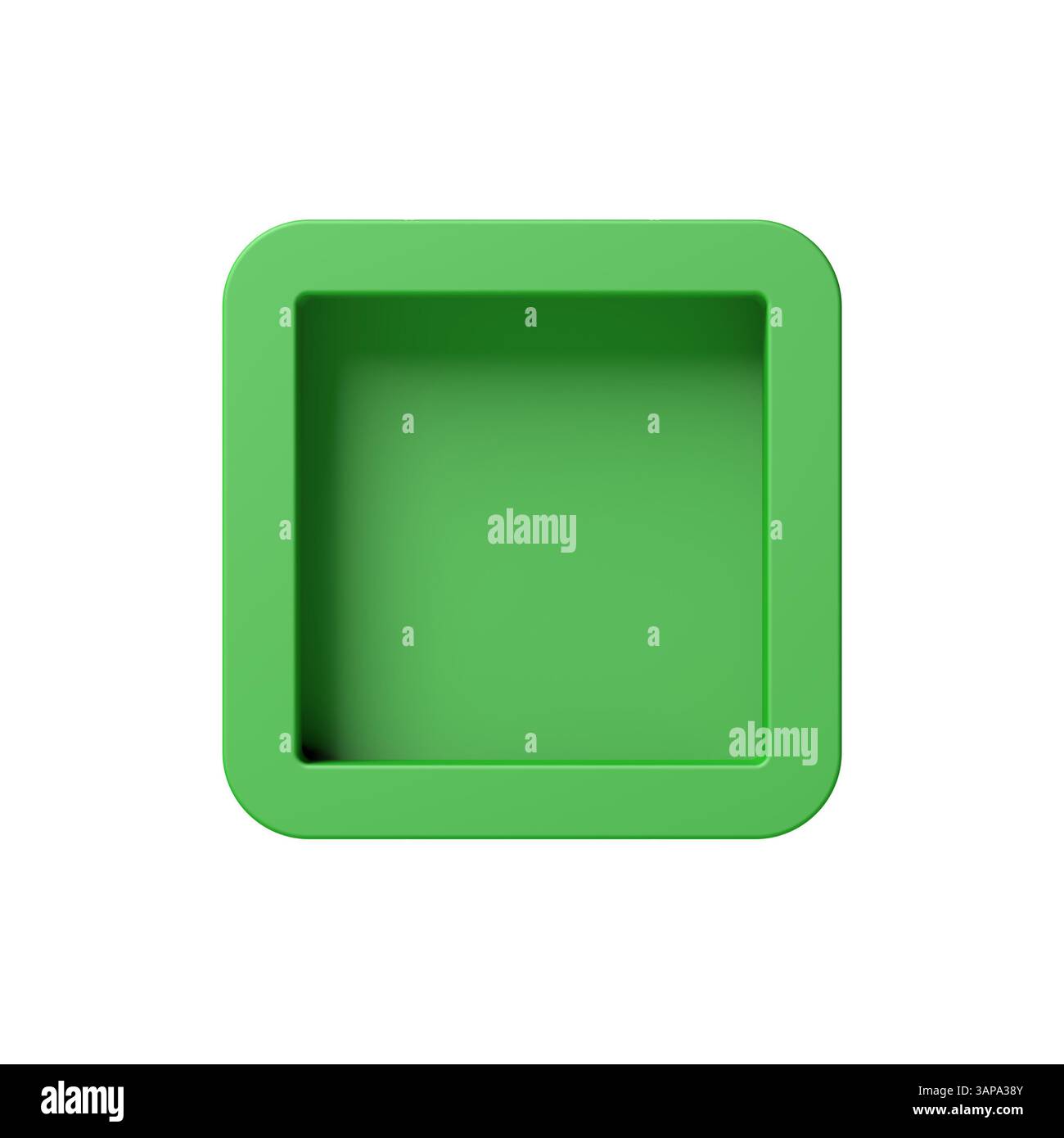 Case à cocher verte carrée vide isolée sur fond blanc. Décoché. illustration 3d. Banque D'Images