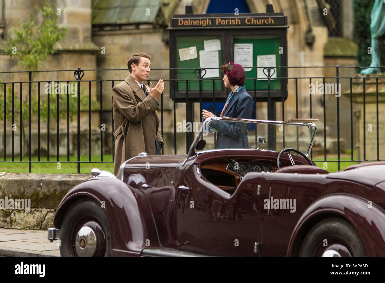 Tobias Menzies filme Outlander à Falkland, Fife Banque D'Images