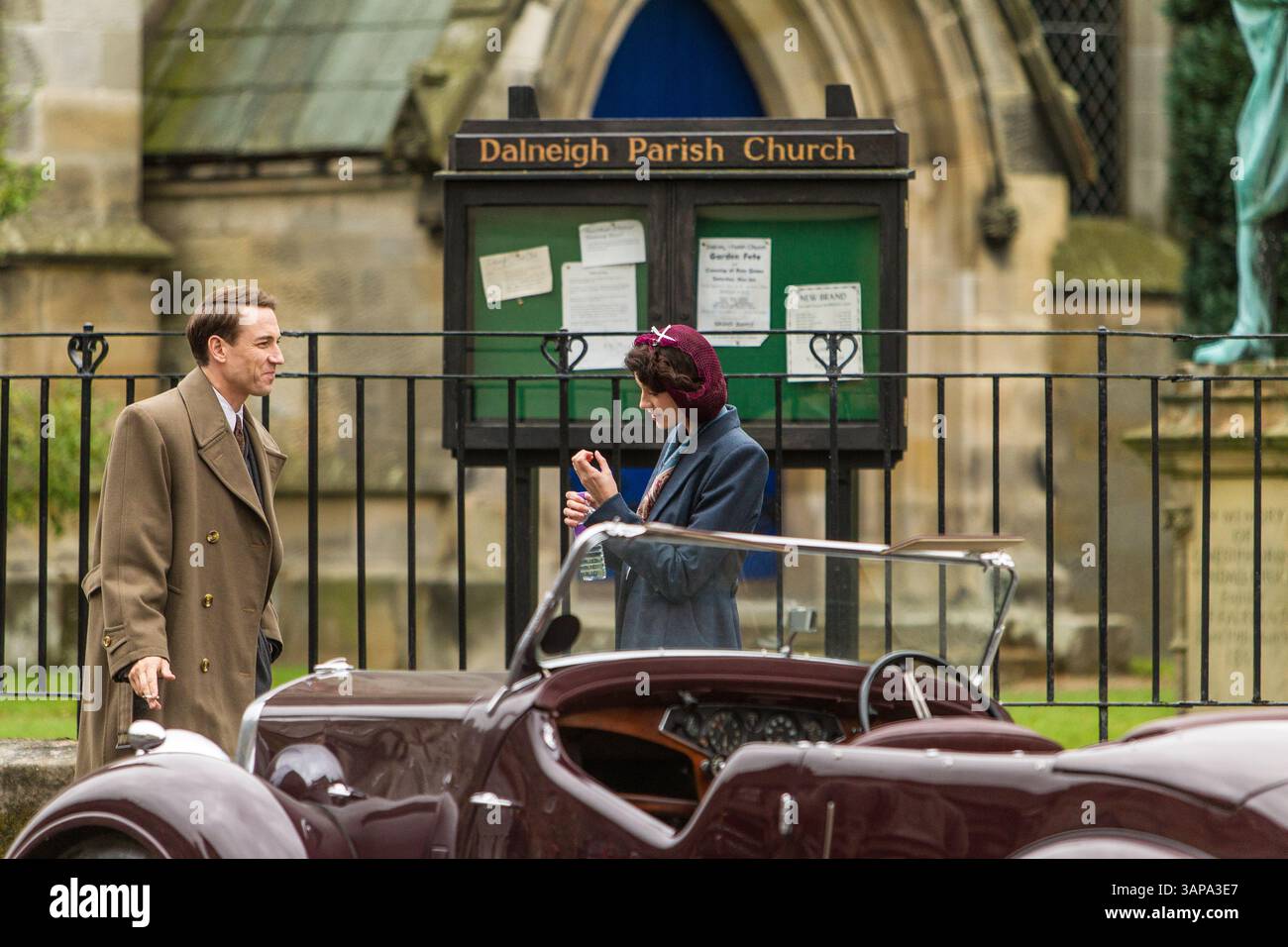 Tobias Menzies filme Outlander à Falkland, Fife Banque D'Images