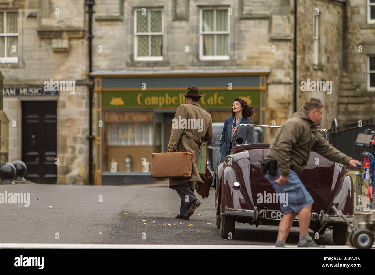 Tobias Menzies filme Outlander à Falkland, Fife Banque D'Images