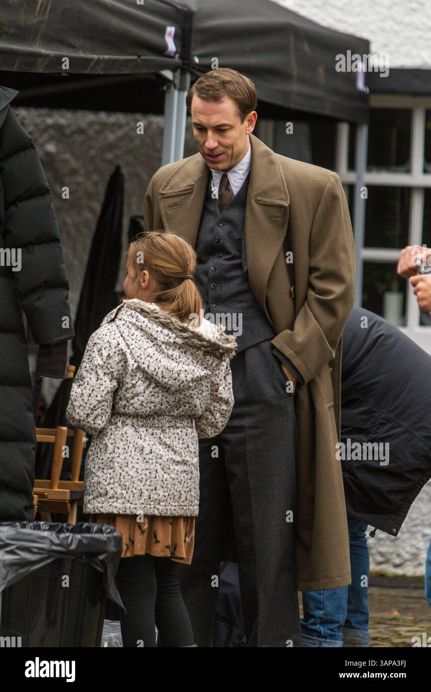 Tobias Menzies filme Outlander à Falkland, Fife Banque D'Images