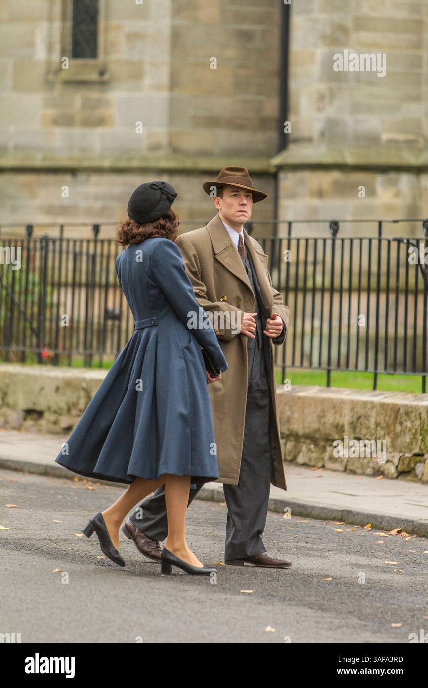 Tobias Menzies filme Outlander à Falkland, Fife Banque D'Images