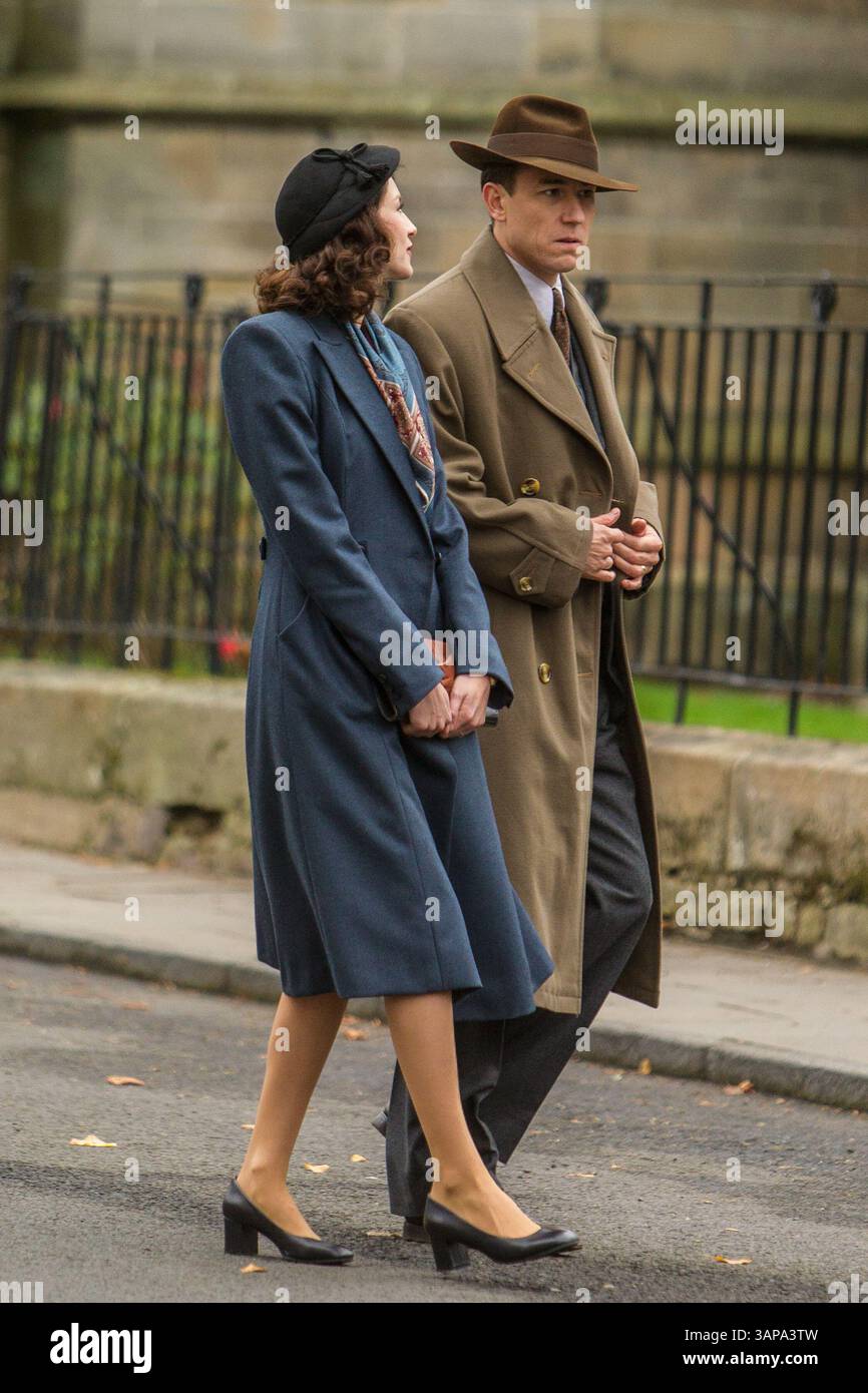 Tobias Menzies filme Outlander à Falkland, Fife Banque D'Images
