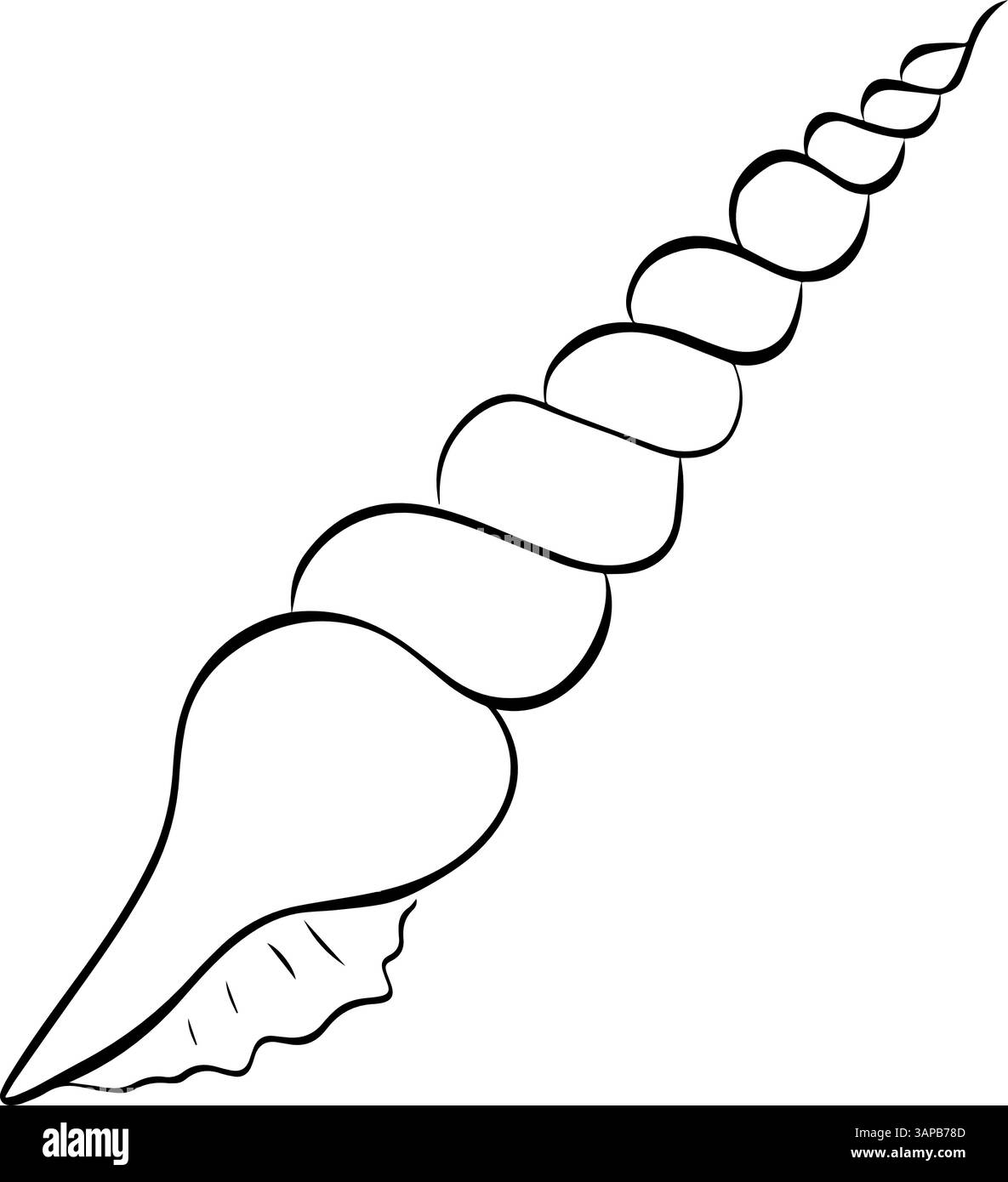Illustration de coquillage en spirale. Encre de ligne graphique vectorielle esquisse linéaire d'un coquillage. Conception pour paquet, cosmétique, textile, cartes. Illustration de Vecteur