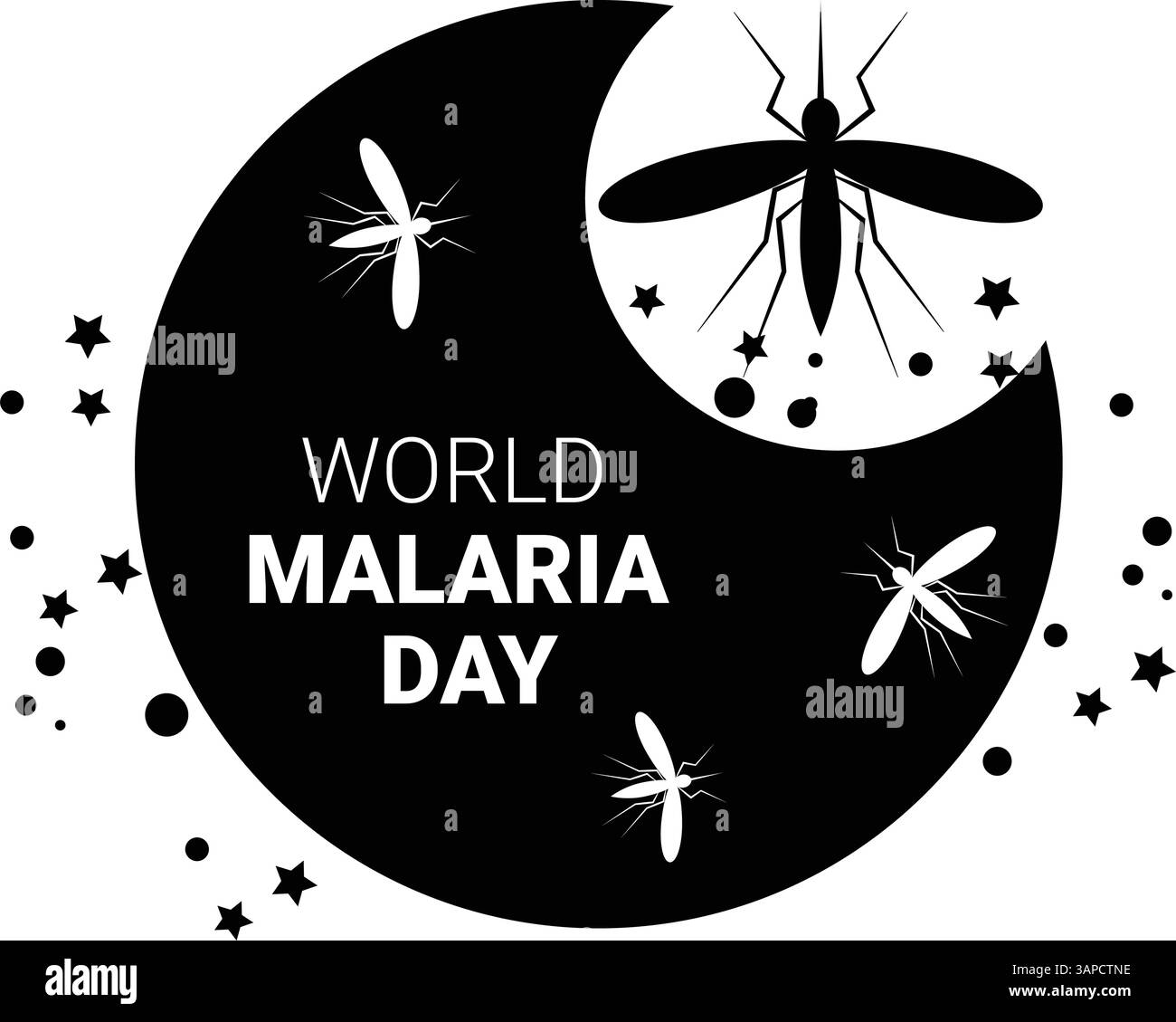 Arrêtez le moustique du paludisme avec la bannière de panneau d'avertissement Illustration de Vecteur