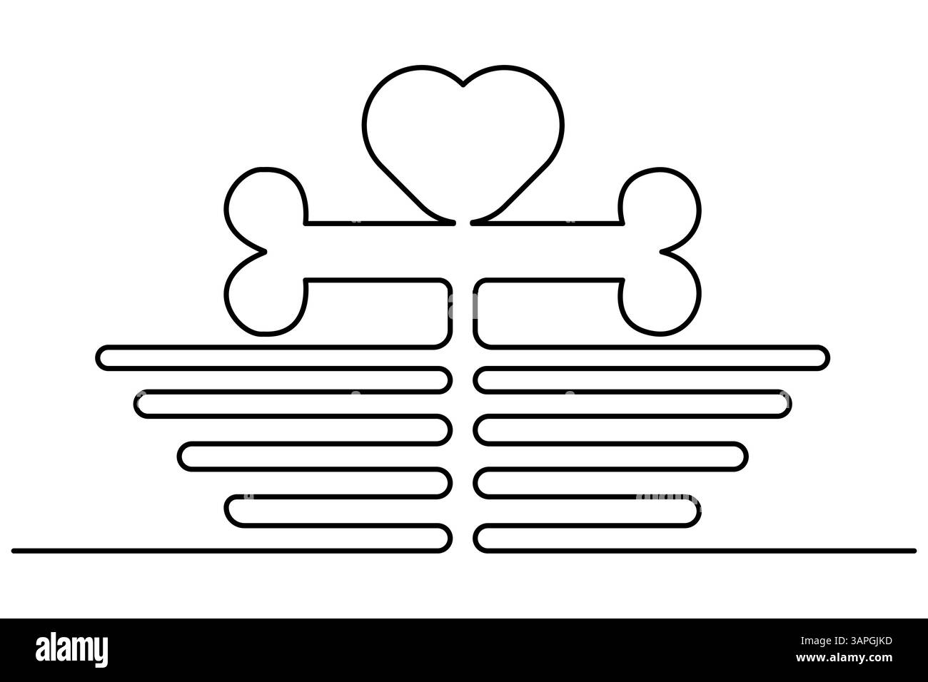 Dessin continu d'une ligne d'une illustration vectorielle de fond d'os de chien Illustration de Vecteur