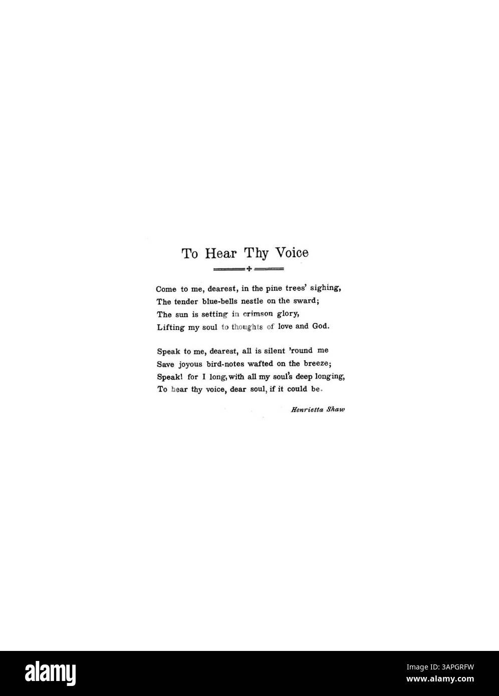 Cette partition comprend la chanson To Hear Thy Voice de Kate Vannah, avec un extrait musical de I Know the place Where We Will REST. L'intérieur de la quatrième de couverture contient l'extrait « voulez-vous entendre ? » Et la couverture arrière contient des publicités pour des livres de musique de niveau débutant publiés par M. Witmark & sons. Banque D'Images