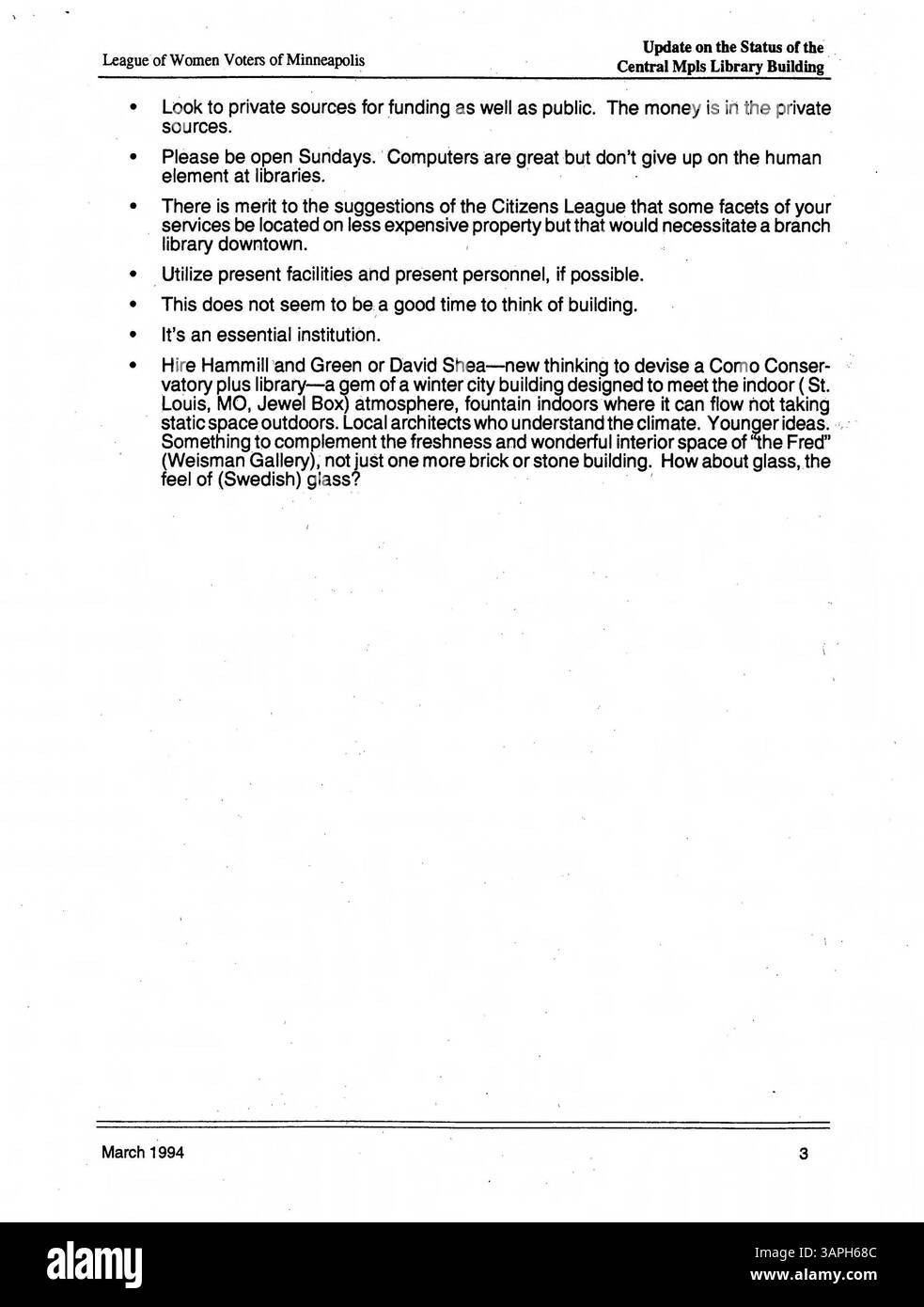 Le procès-verbal de la réunion de 1994 du conseil d'administration de la bibliothèque publique de Minneapolis comprend des discussions sur le fonctionnement de la bibliothèque, les stratégies de financement et l'amélioration des services pour les résidents du comté de Hennepin. Banque D'Images