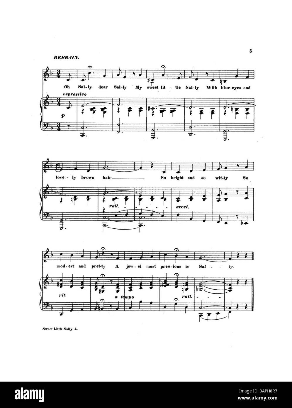 Sweet Little Sally est une œuvre musicale composée par Ruth White et J.E. White, connue pour leur composition IKA Hula. La couverture présente des publicités pour la salle de bal populaire et le salon à deux pas, avec des extraits de diverses compositions. La couverture arrière présente 11 extraits de Theo. F. les œuvres de Morse. La couleur de l'image numérique peut différer de celle de l'original. Pour obtenir des informations plus détaillées sur les annotations, il est conseillé aux utilisateurs de contacter Music services. Banque D'Images