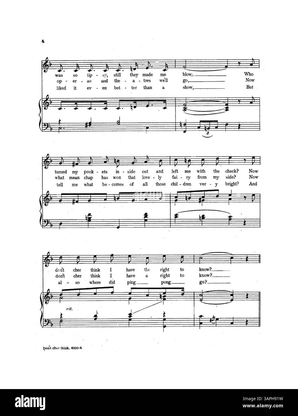 Cette partition comprend des paroles et de la musique de Hattie Semel (numéro de plaque 6100), avec une publicité pour 'The Stars, The Stripes and You' par Greer et Wheeler sur la couverture arrière. Banque D'Images