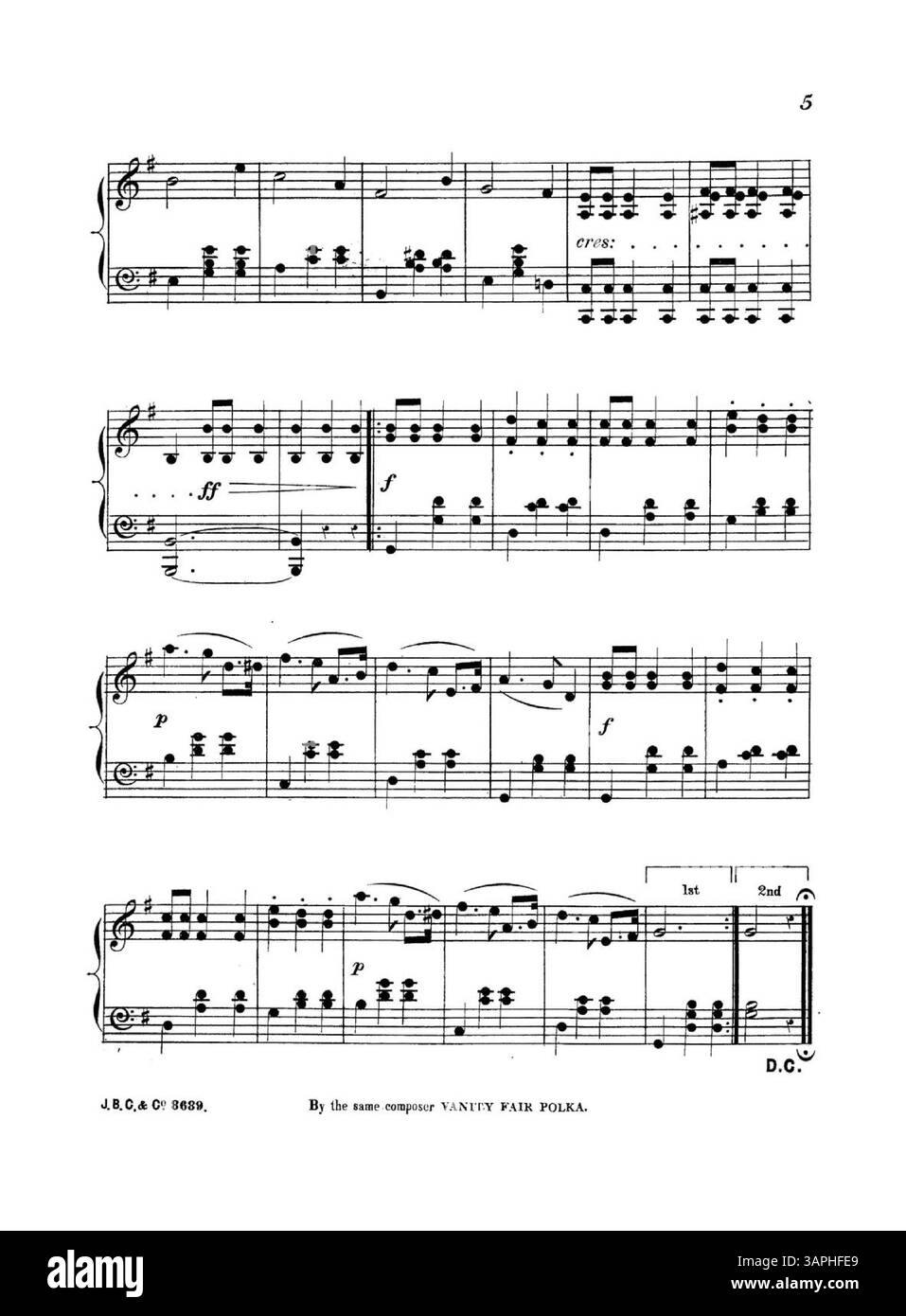 La reprise de Myosotis Myosotis comprend la chanson The Reign of the Roses adaptée à la mélodie d'une valse célèbre. Il présente des publicités pour de nombreuses autres valses et polkas, y compris 'Marguerite Waltz', 'Swallows Waltz' et 'Vanity Fair Polka'. La couverture arrière met en avant une publicité avec des extraits musicaux de J.B. Cramer et Co. Banque D'Images