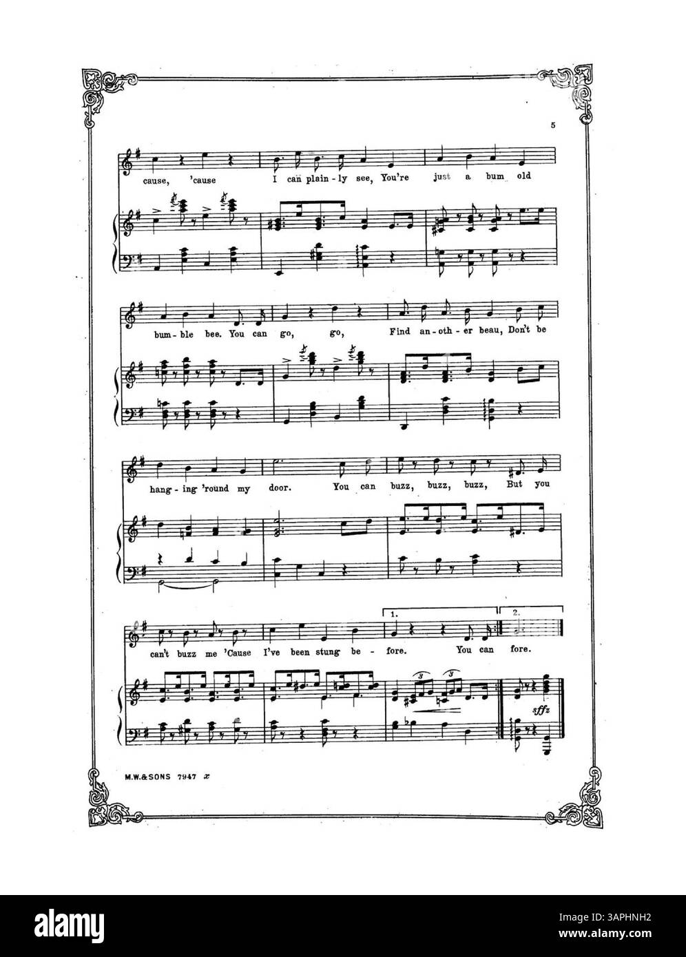 La couverture de Busy Mister Bee présente la production de Schubert The Top o' th World, avec un livre de Mark E. Swan, des paroles de James O'Dea et une musique de Manuel Klein et Anna Caldwell. La couverture arrière comprend des extraits musicaux de succès populaires de chansons à domicile. La couleur de l'image numérique peut différer de celle de l'original. Banque D'Images