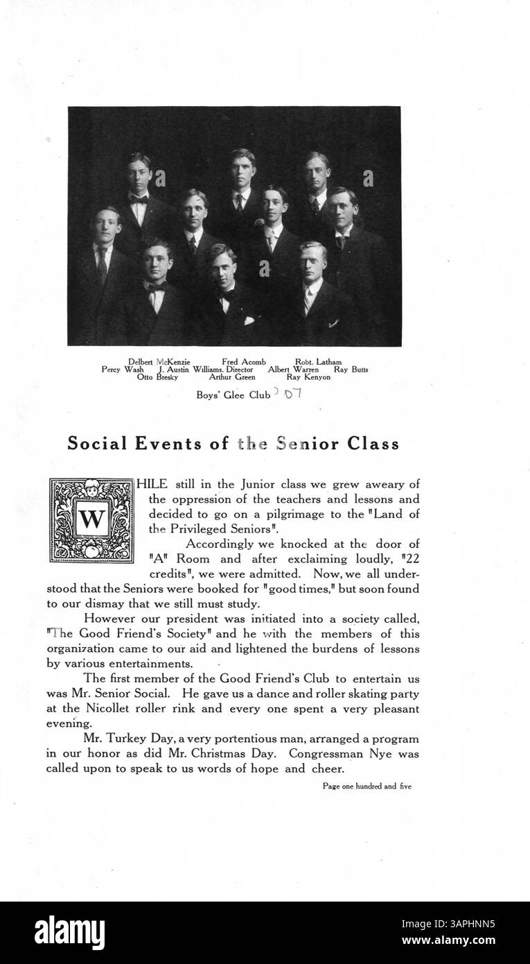 Cet annuaire documente les réalisations des étudiants, des enseignants et des équipes sportives du Central High au cours de l'année scolaire 1906-1907-1998, en se concentrant sur l'histoire afro-américaine dans le paysage éducatif. Banque D'Images