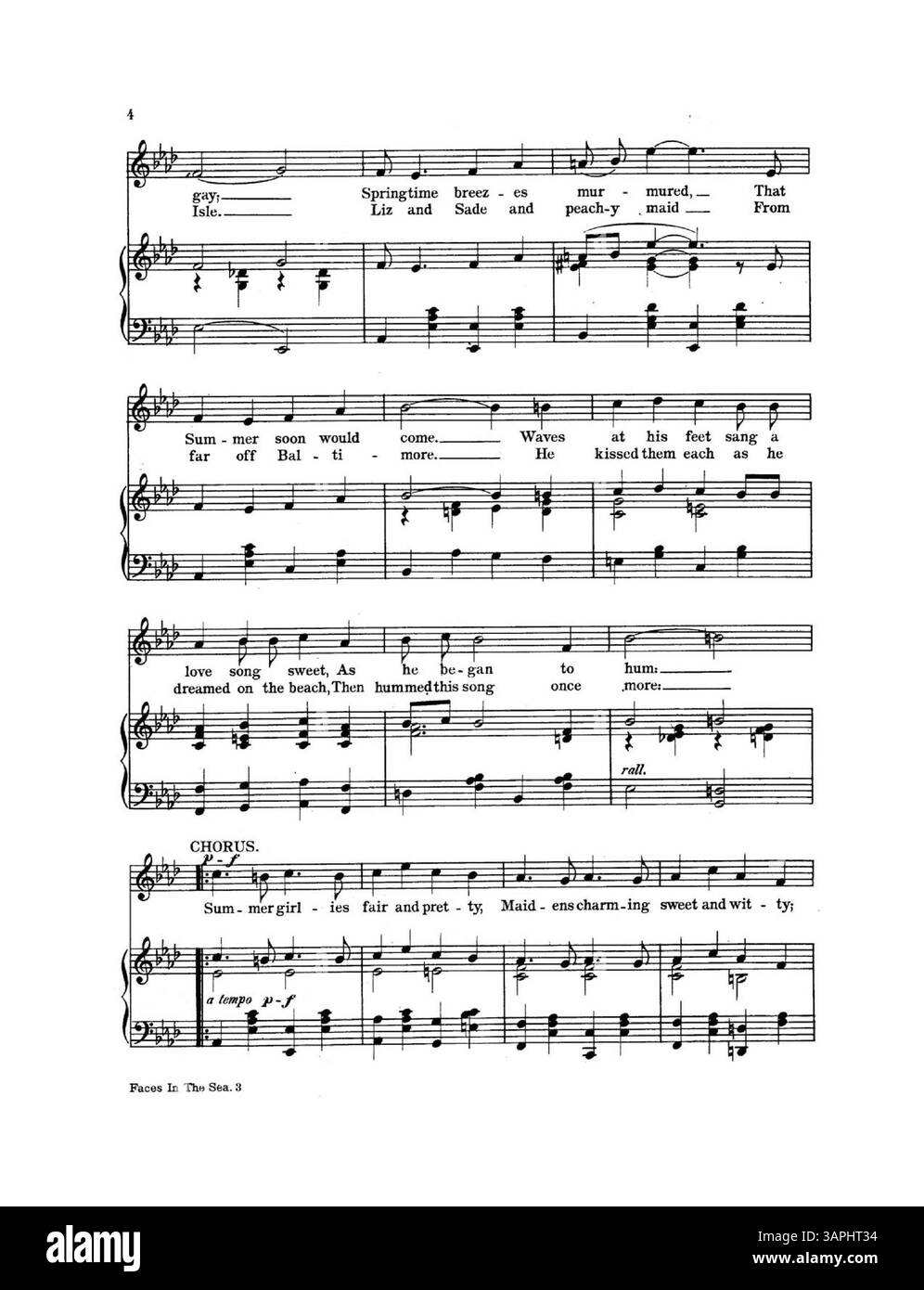 "Faces in the Sea" est une nouvelle chanson de belle Blanche. La couverture comprend des paroles et de la musique de Blanche. La première page de la couverture intérieure contient la première page de musique pour 'Senora', et la dernière de la couverture annonce 'In Woodland' avec la musique pour sa première page. Banque D'Images "Faces in the Sea" est une nouvelle chanson de belle Blanche. La couverture comprend des paroles et de la musique de Blanche. La première page de la couverture intérieure contient la première page de musique pour 'Senora', et la dernière de la couverture annonce 'In Woodland' avec la musique pour sa première page. Banque D'Images