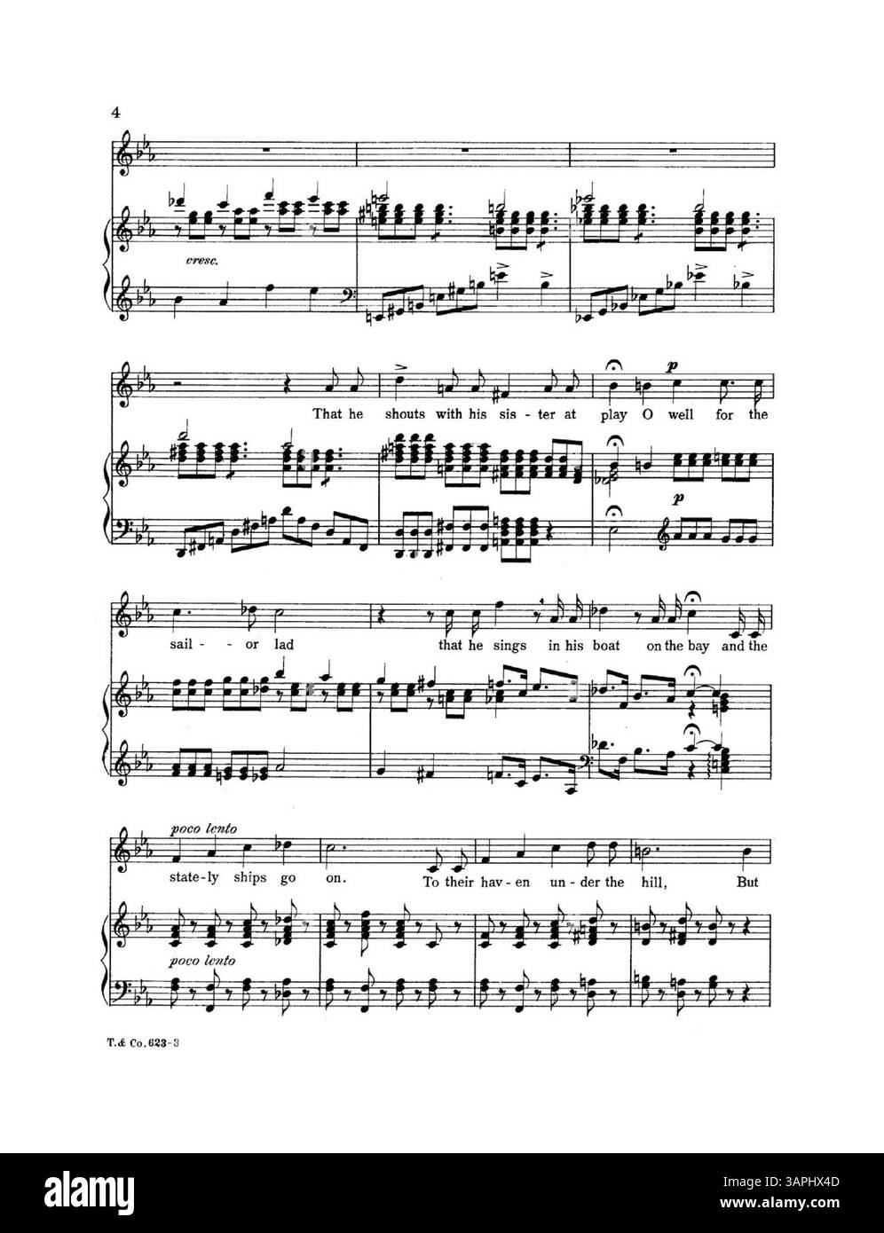 Cette partition comprend 'Break, Break, Break' d'Alfred Tennyson, mis en musique par Josephine Crew Aylwin. La chanson est tirée de 'Songs with pianoforte accompagnement' et dédiée à Carolyn Crew Rasor. La couverture arrière présente une publicité avec la première page de 'My True Love Has My Heart'. Banque D'Images