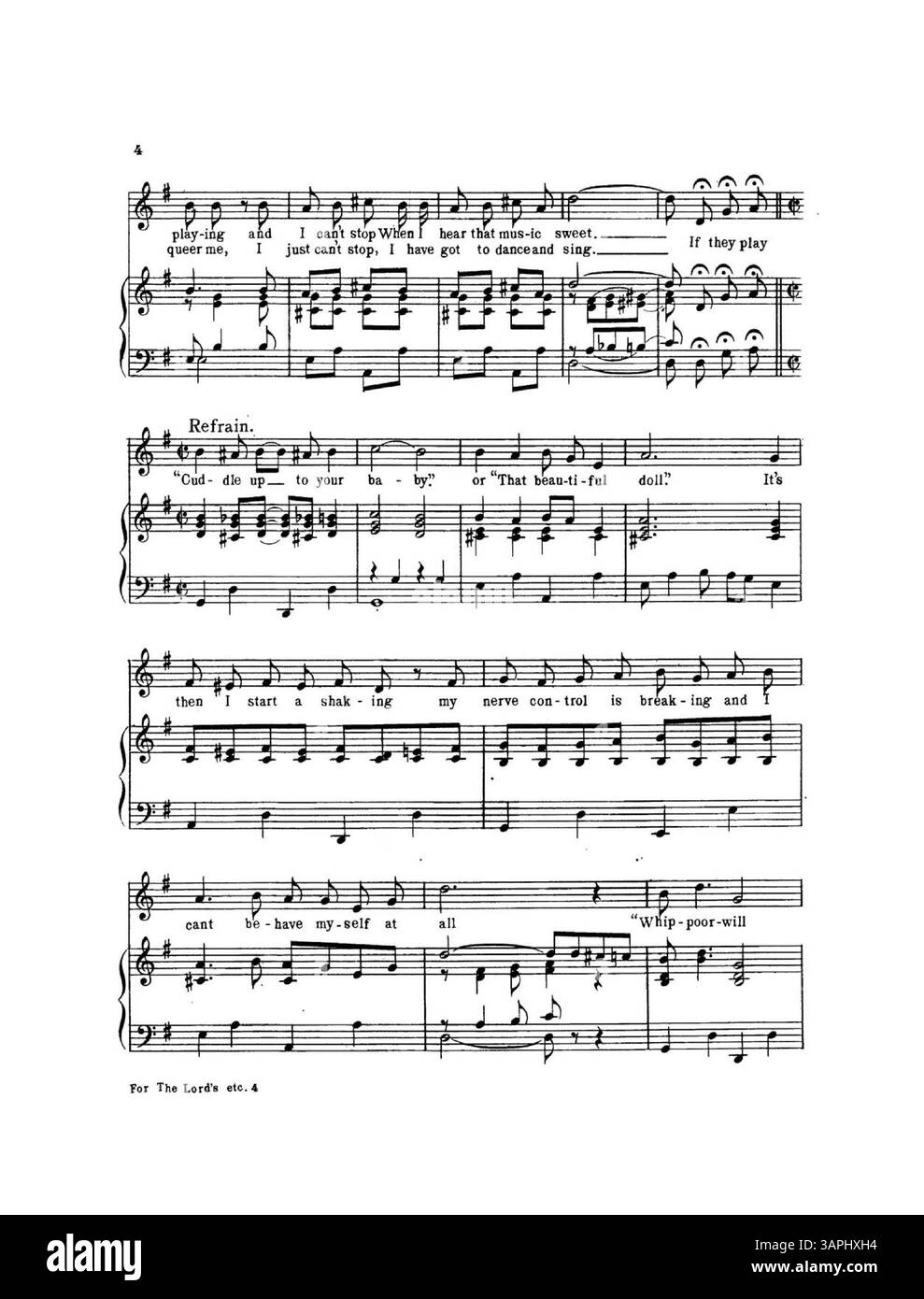 La partition pour piano 'for the Lord's Sake play a Waltz' comprend une publicité de couverture arrière pour 'EUROPIA : une collection de chefs-d'œuvre célèbres pour le piano'. La musique a été introduite par Elsie Janis et présentée dans la production The Slim Princess de Charles B. Dillingham. Banque D'Images