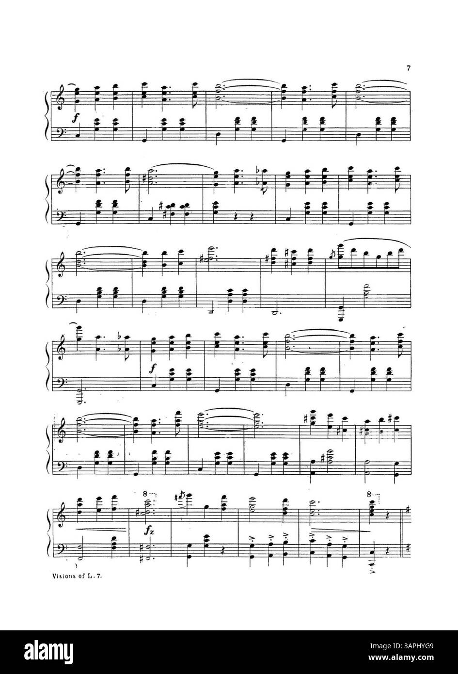 Dans « visions of Love Waltzes », la couverture intérieure annonce « Flowerland » de Sara B. Egan, tandis que la couverture arrière présente Geo. L. Spaulding's consolation. La pièce fait également référence au compositeur Ida G. Bierman, connu pour « Laughing Waters ». Banque D'Images