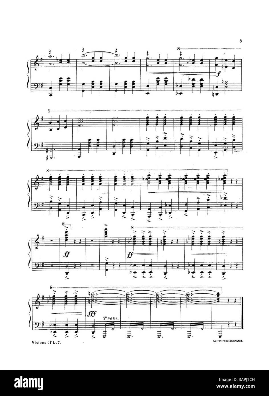 Cette version de 'visions of Love Waltzes' contient une publicité pour 'Flowerland' de Sara B. Egan sur la couverture intérieure et 'Love's consolation' de Geo. L. Spaulding sur le dos. IDA G. Bierman est mentionnée comme la compositrice de 'Laughing Waters'. Banque D'Images