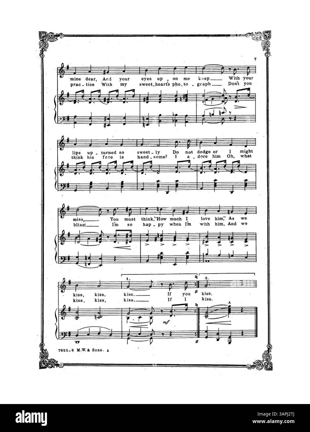Partition pour 'Kiss Kiss Kiss Kiss', mettant en vedette Anna tenue dans 'The Parisian Model', dirigé par F. Ziegfeld, Jr. La musique est de Max Hoffmann, avec des paroles de Harry B. Smith. Banque D'Images