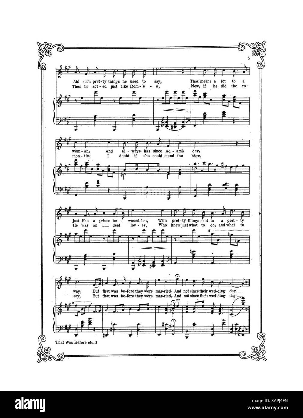 That Was Before They Were Married est une chanson introduite par Jefferson de Angelis dans The Beauty Spot, avec un livre et des paroles de Joseph Herbert, et une musique de Reginald de Koven. La couverture arrière présente une publicité pleine page pour 'The Gem Dance Folio for 1910'. Banque D'Images
