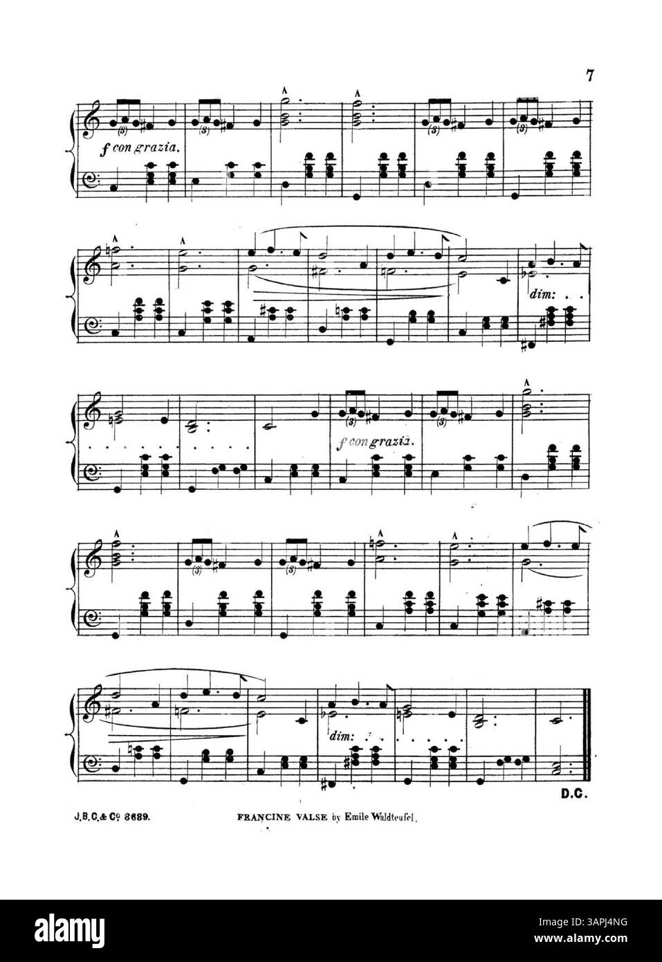 Cette partition musicale pour 'Myosotis Myosotis' comprend la chanson 'The Reign of the Roses' adaptée à une célèbre mélodie de valse. Plusieurs publicités musicales pour les valses et les polkas sont présentées, telles que 'Marguerite Waltz', 'Swallows Waltz' et 'Vanity Fair Polka'. La couverture arrière comprend une publicité pour J.B. Cramer et Co. Banque D'Images