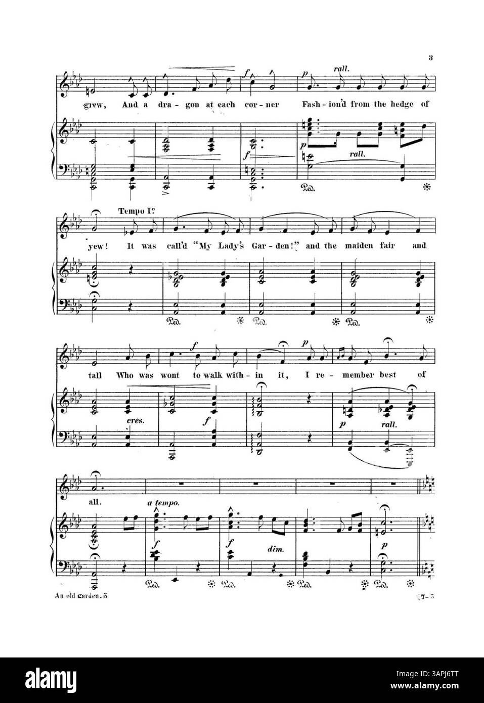 Cette image, qui fait partie de la collection des bibliothèques de l'Université de l'Oregon, représente un vieux jardin avec une couverture arrière avec un extrait musical de « Star of Hope » de H. Kennedy. Banque D'Images