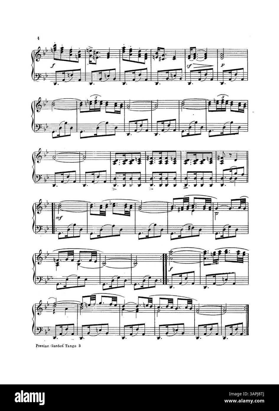 Le 'Persian Garden Tango' présente des publicités de Jerome H. Remick & Co. pour leurs dernières publications. La pochette intérieure comprend un extrait musical de Tango Argentino, tandis que la pochette arrière promeut la chanson Pass the Pickles. Cette publication met en lumière la musique populaire du début du XXe siècle. Banque D'Images