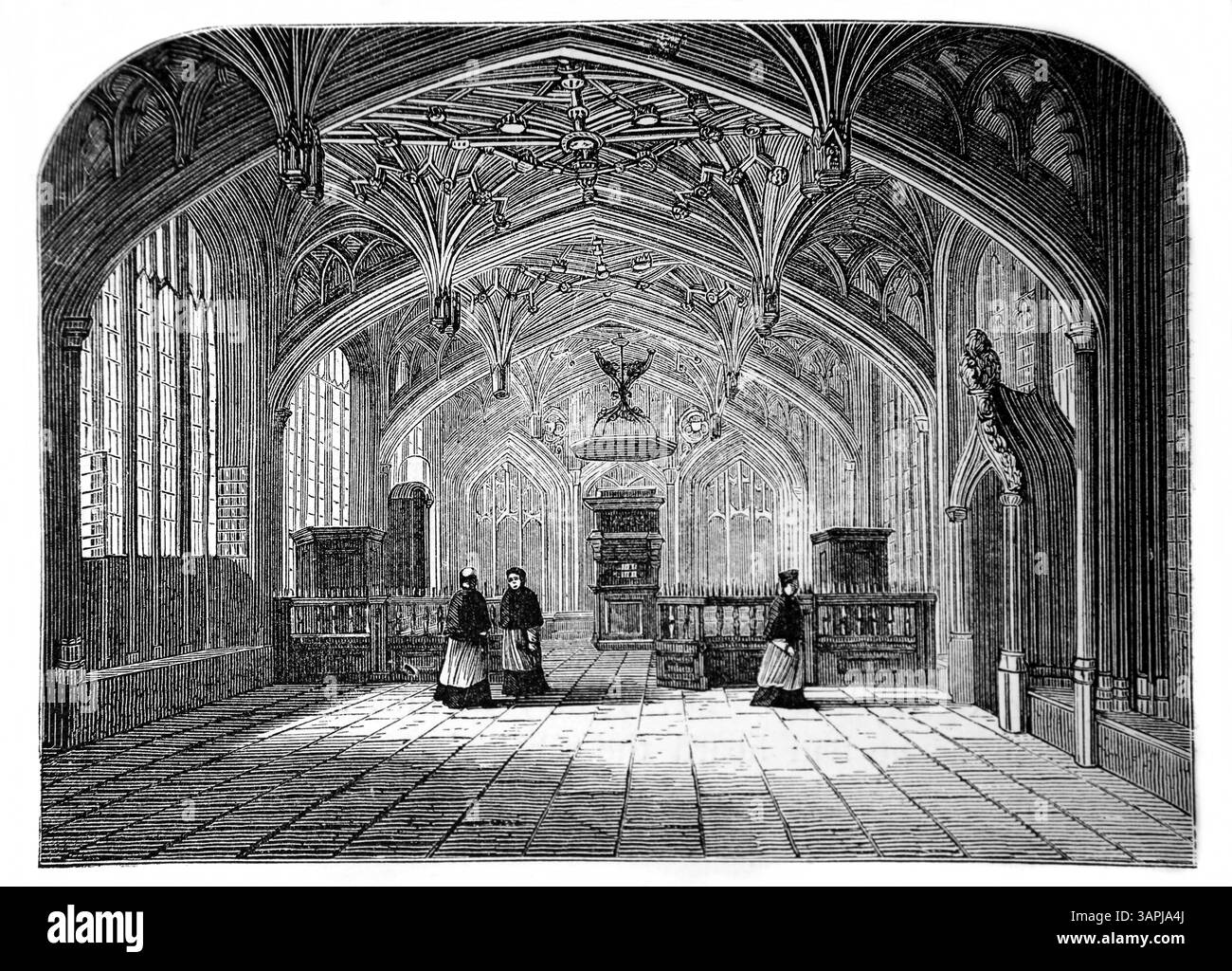 Illustration de la Divinity School d'Oxford où Hugh Latimer et Nicholas Ridley ont été cités pour comparaître devant les commisioners du Seigneur en 1554 Banque D'Images