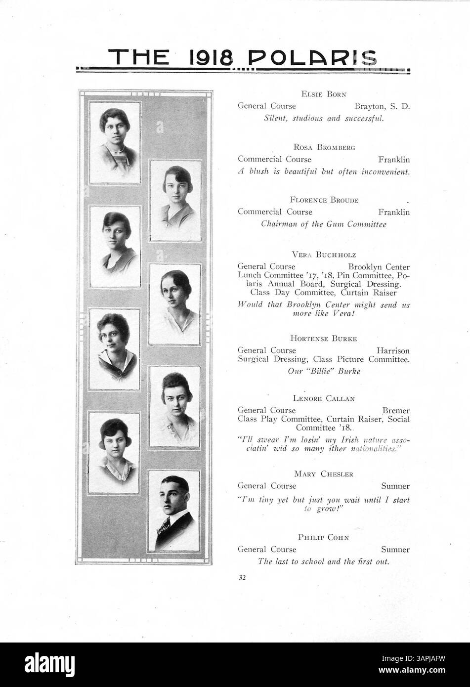 L’édition 1918 de l’annuaire Polaris de la North High School présente les faits saillants académiques et parascolaires de l’année scolaire 1917-1918, y compris les sports, les clubs et les événements scolaires notables. Banque D'Images